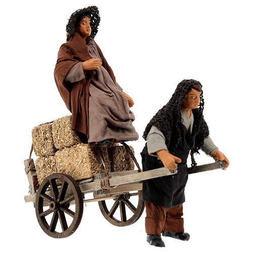 Family with cart for Neapolitan Nativity Scene with 10 cm characters 2