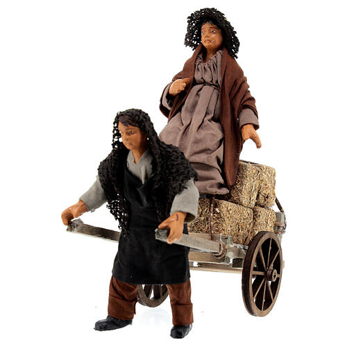 Family with cart for Neapolitan Nativity Scene with 10 cm characters 3