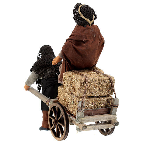 Family with cart for Neapolitan Nativity Scene with 10 cm characters 4