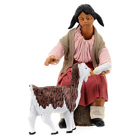 Young girl feeding a goatling for Neapolitan Nativity Scene with 24 cm characters