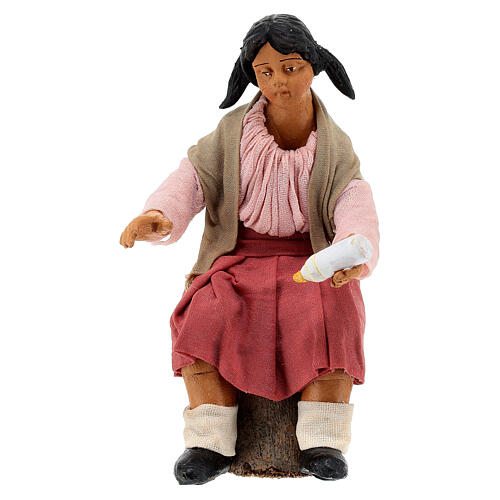 Jeune fille nourrissant une petite chèvre pour crèche napolitaine 24 cm 4