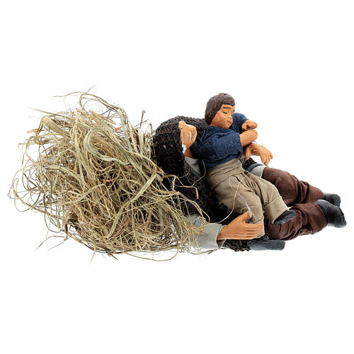 Man sleeping with child for Neapolitan Nativity Scene with 13 cm characters 3