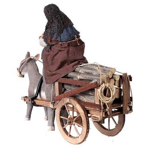 Anciana en su carro con burro belén napolitano 13 cm 6