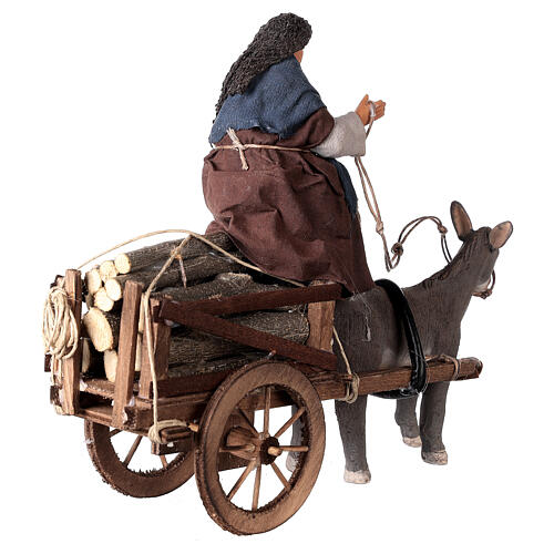 Mulher idosa com carrinho e mula para presépio napolitano de 13 cm 5