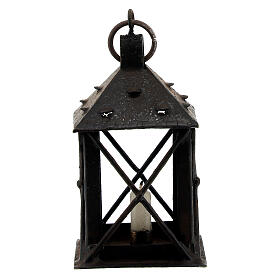 Lanterna con candela metallo 7x4x4 cm presepe napoletano 18-20 cm