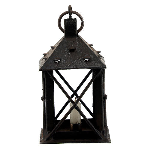 Lanterna con candela metallo 7x4x4 cm presepe napoletano 18-20 cm 1