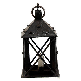 Lampion metalowy ze świecą, 7x4x4 cm, szopka neapolitańska 18-20 cm