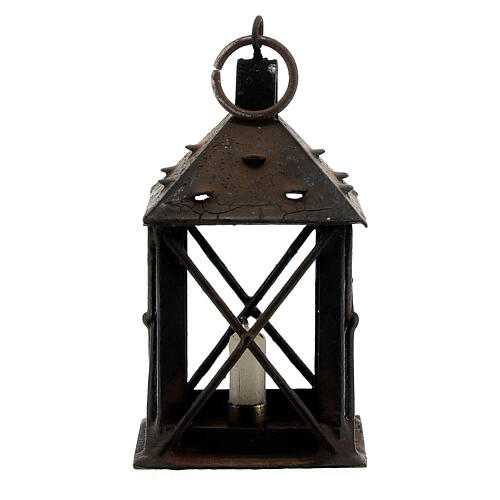 Lanterna com vela metal 7x4x4 cm para presépio napolitano com figuras 18-20 cm 3