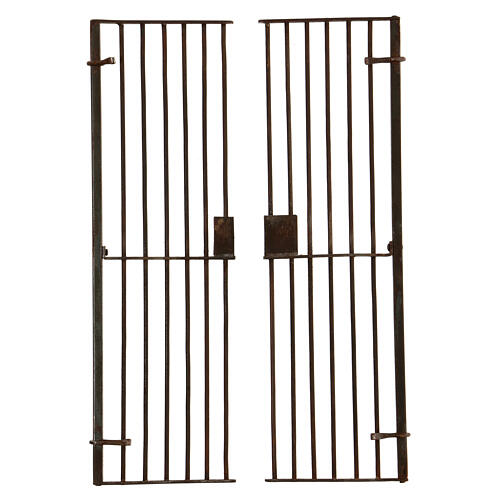 Cancello con ringhiera metallo 30x18x1 cm presepe napoletano di 22-24 cm 3