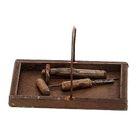 Boîte à outils charpentier bois 4x6x4 cm crèche napolitaine 20 cm