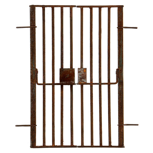 Cancello con ringhiera metallo presepe napoletano di 12-14 cm 16x10x1 cm 1