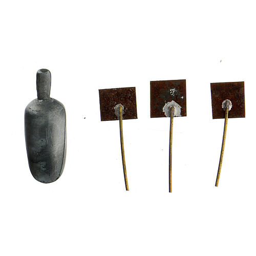 Löffel aus Metall mit Preisschildern 1x1x3 cm Neapolitanische Krippe, 16-18 cm 2