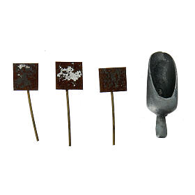 Sessola metallo con cartellini per prezzi 1x1x3 cm presepe napoletano 16-18 cm