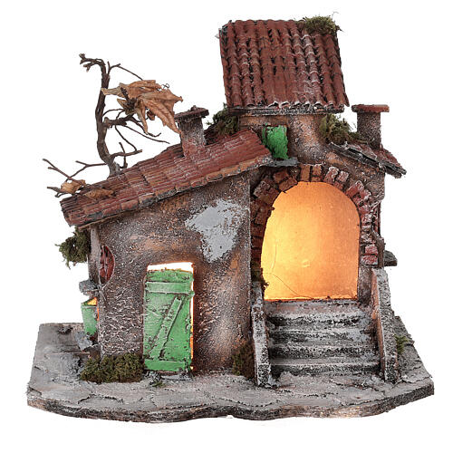 Ambientazione presepe napoletano stile '700 30x30x25 cm luce 1