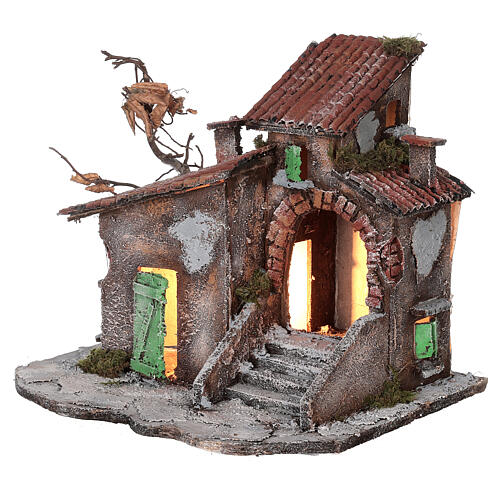 Village house 18th century style Neapolitan setting 30x30x25 cm light 2