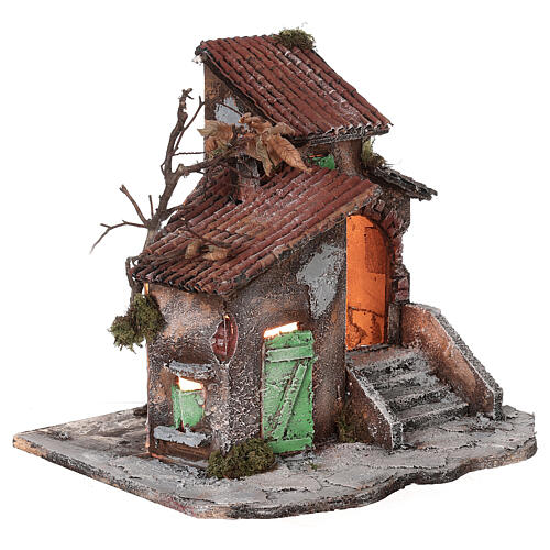 Village house 18th century style Neapolitan setting 30x30x25 cm light 3