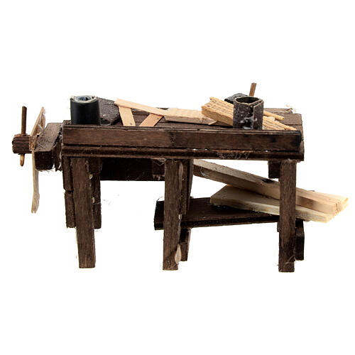 Banco do carpinteiro para presépio napolitano com figuras altura média 14 cm; 7,5x14x7,5 cm 4