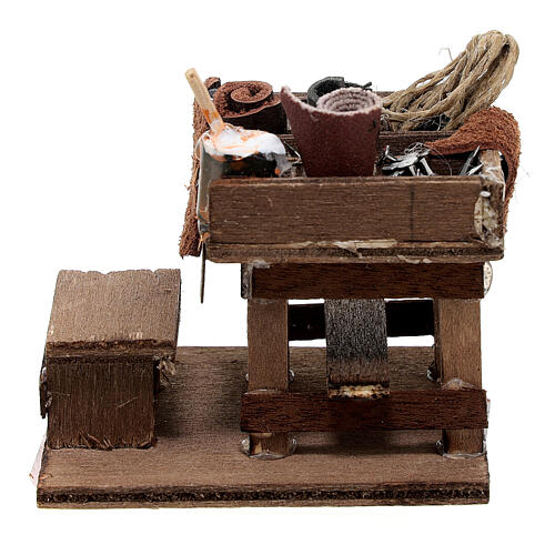 Banca do sapateiro em miniatura para presépio napolitano com figuras altura média 14 cm; 6x6,5x5 cm 4