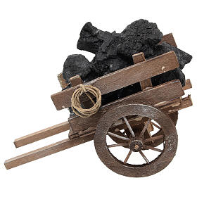 Carrinho de carvão em miniatura para presépio napolitano com figuras altura média 20 cm; 12,5x15x6,5 cm
