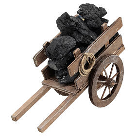 Carrinho de carvão em miniatura para presépio napolitano com figuras altura média 20 cm; 12,5x15x6,5 cm