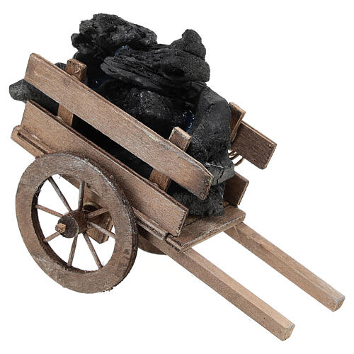 Carrinho de carvão em miniatura para presépio napolitano com figuras altura média 20 cm; 12,5x15x6,5 cm 3