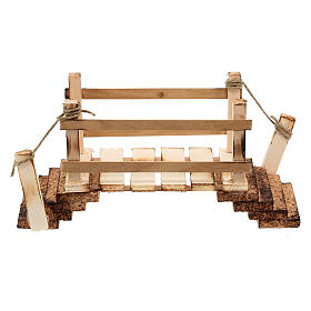 Ponte de madeira em miniatura para presépio napolitano com figuras altura média 14 cm; 7,5x14x5,5 cm