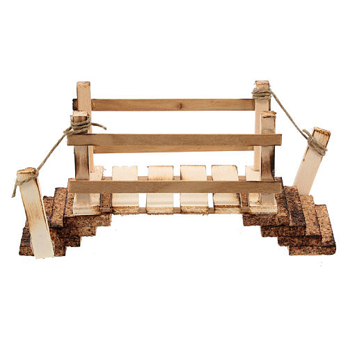 Ponte de madeira em miniatura para presépio napolitano com figuras altura média 14 cm; 7,5x14x5,5 cm 1