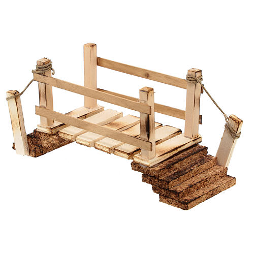 Ponte de madeira em miniatura para presépio napolitano com figuras altura média 14 cm; 7,5x14x5,5 cm 2