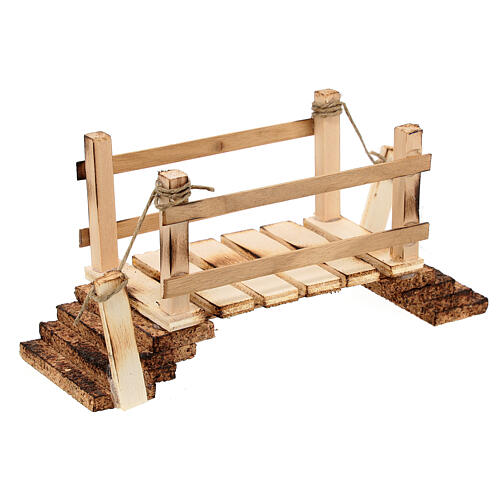 Ponte de madeira em miniatura para presépio napolitano com figuras altura média 14 cm; 7,5x14x5,5 cm 3