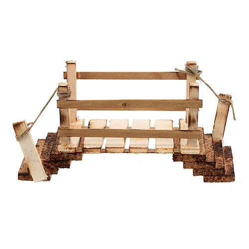 Ponte de madeira em miniatura para presépio napolitano com figuras altura média 14 cm; 7,5x14x5,5 cm 5