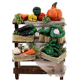 Gemüseverkaufsstand, neapolitanischer Stil, für 12 cm Krippe, 10x5x5 cm