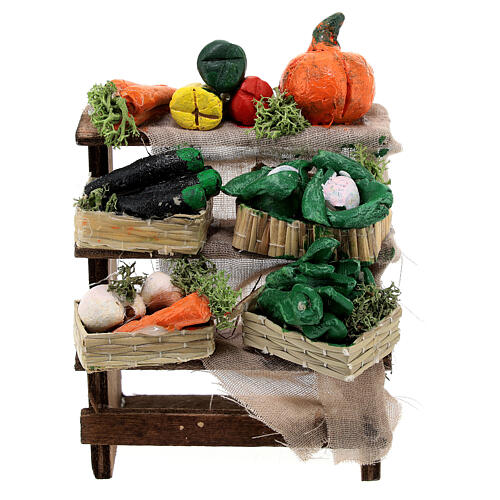 Banca de legumes em miniatura para presépio napolitano com figuras altura média 12 cm; 10x5x7,5 cm 1