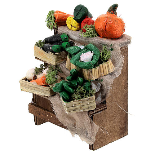Banca de legumes em miniatura para presépio napolitano com figuras altura média 12 cm; 10x5x7,5 cm 2
