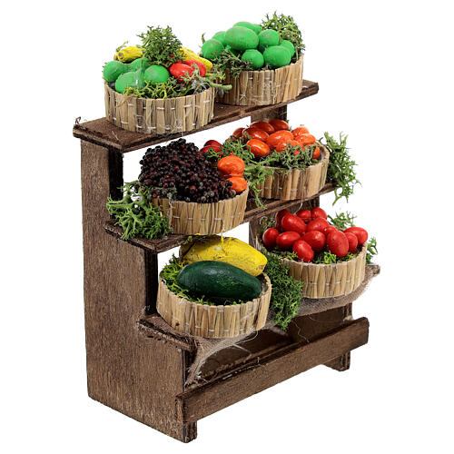 Banca de frutas em miniatura para presépio napolitano com figuras altura média 12 cm; 10x7x4 cm 3