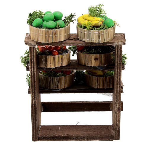 Banca de frutas em miniatura para presépio napolitano com figuras altura média 12 cm; 10x7x4 cm 4