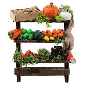 Obst- und Gemüseverkaufsstand, neapolitanischer Stil, für 12 cm Krippe, 10x5x5 cm