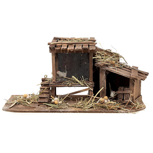 Henhouse with chickens for Neapolitan Nativity Scene with 12 cm characters 10x25x10 cm 1