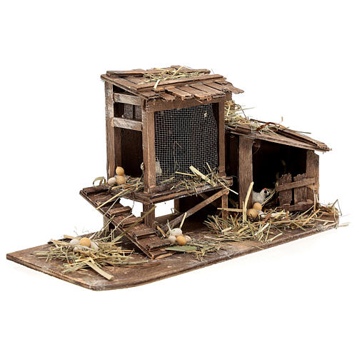 Henhouse with chickens for Neapolitan Nativity Scene with 12 cm characters 10x25x10 cm 3