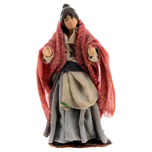 Standing woman with shawl for Neapolitan Nativity Scene with 8 cm characters 1