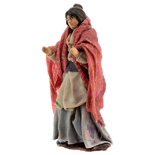 Standing woman with shawl for Neapolitan Nativity Scene with 8 cm characters 2