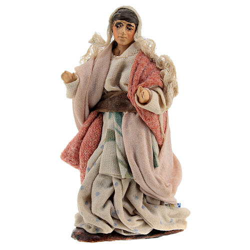Woman with open arms for Neapolitan Nativity Scene with 8 cm characters 2