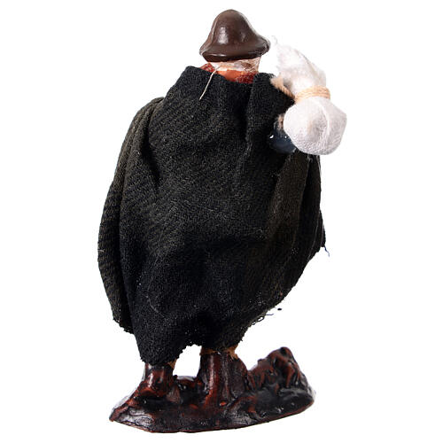 Old man with bag and stick for Neapolitan Nativity Scene with 8 cm characters 2