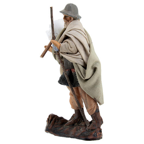 Estatua Anciano con saco y bastón belén napolitano 8 cm 2