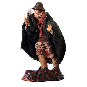 Elderly man statue with sack and staff, Neapolitan nativity scene 8 cm