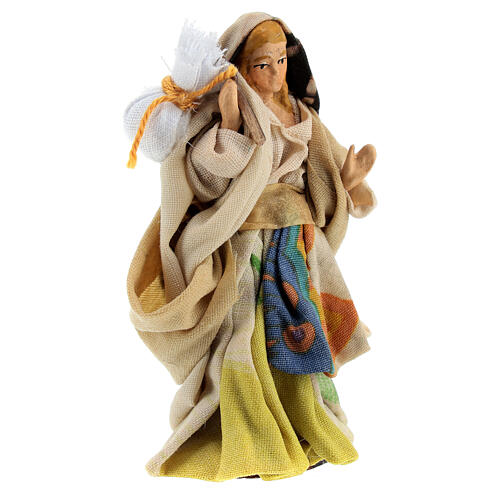 Young woman with a bundle for Neapolitan Nativity Scene with 8 cm characters 2