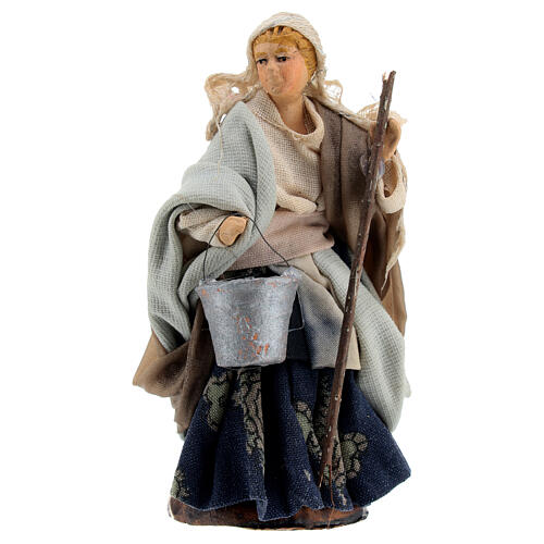 Milkmaid with stick for Neapolitan Nativity Scene with 8 cm characters 1