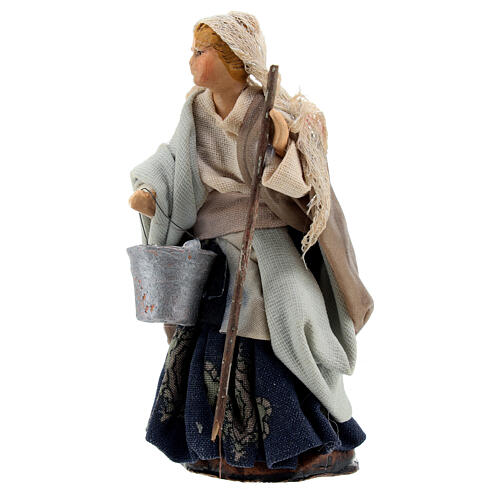 Milkmaid woman with stick Neapolitan nativity scene 8 cm 2