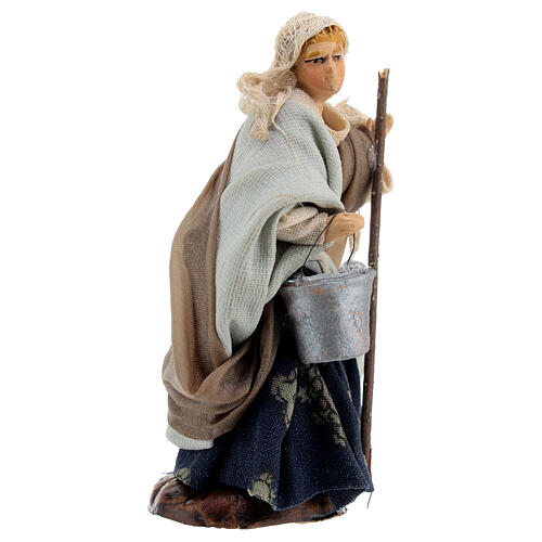 Milkmaid woman with stick Neapolitan nativity scene 8 cm 3