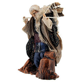 Old man with wood on his shoulders Neapolitan nativity scene 8 cm