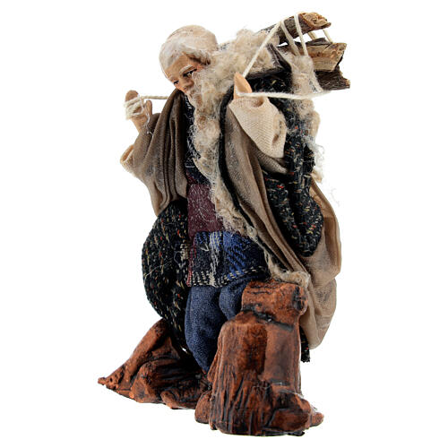 Old man with wood on his shoulders Neapolitan nativity scene 8 cm 2